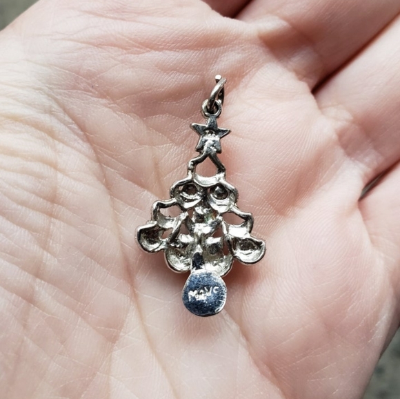 Vintage Silver Plated Christmas Tree Pendant - Picture 3 of 5
